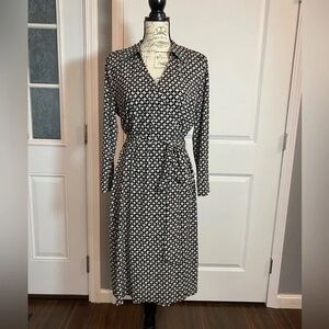 Worthington Black and White Patterned Midi Dress